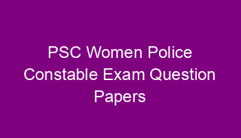 PSC Women Police Constable Exam Previous Question Papers download